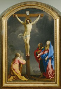 Cristo na cruz, entre a Madalena, a Virgem e São João - Crucifixão ... de Eustache (studio of) Le Sueur