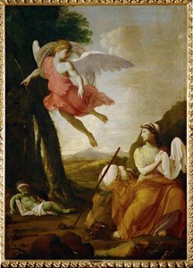 Hagar e Ismael salvos por um anjo (pintura sobre tela) de Eustache Le Sueur