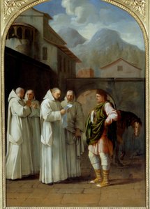 São Bruno (1030-1101), fundador da Ordem dos Cartuxos recebe uma mensagem do Papa Urbano II (Urbano II) de Eustache Le Sueur