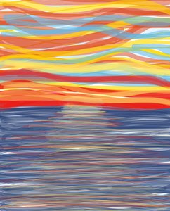 Oceano Atlântico, 2018 (desenhado à mão num iPad com um lápis Apple) de Evan Sklar