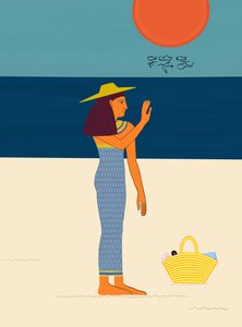 Dia de praia com hieróglifos, c.2020-24 (arte digital) de Evan Sklar