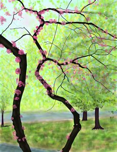 Árvore em flor, Brooklyn (arte digital) de Evan Sklar