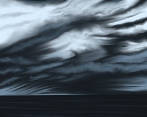 Céu azul e oceano , c.2020-24 (arte digital) de Evan Sklar