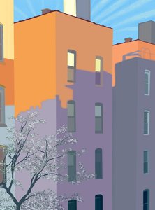 Sombras de edifícios em edifícios (arte digital) de Evan Sklar