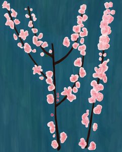 Ramos de cerejeiras em flor, Brooklyn (arte digital)