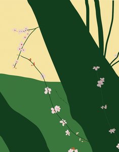 Cerejeiras em flor, 2015 (desenhada à mão num iPad com um lápis Apple) de Evan Sklar
