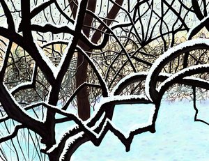 Cerejeira na neve, Brooklyn (arte digital) de Evan Sklar