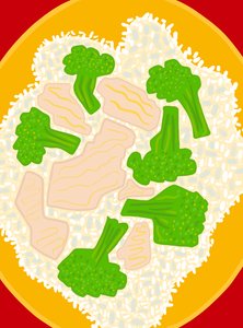 Frango e brócolos, 2025 (arte digital) de Evan Sklar