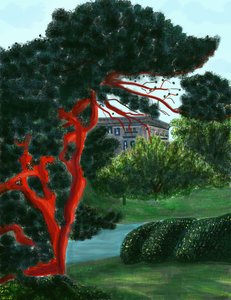 Conífera em Litchfield Villa, Prospect Park (arte digital) de Evan Sklar