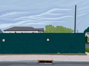 Barracão de construção, Brooklyn, 2025 (arte digital) de Evan Sklar