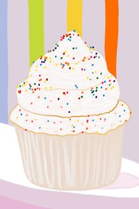 Cupcake com cobertura de baunilha e granulado, Brooklyn (arte digital) de Evan Sklar