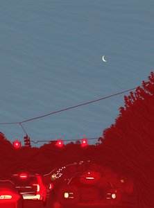 Condução para sul, seis e cinquenta e cinco da manhã, c.2020-24 (arte digital) de Evan Sklar