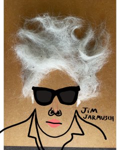 Jim Jarmusch (desenho de colagem) de Evan Sklar