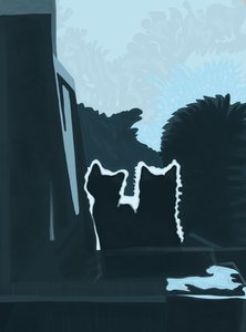 Gatinhos do lado de fora da janela (arte digital) de Evan Sklar