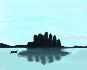 Lake In Maine, 2015 (desenhado à mão num iPad com um lápis Apple) de Evan Sklar