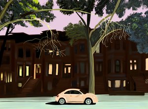 Carro solitário no quarteirão, 2025 (arte digital)