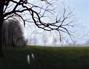 Penny e Minnie a correr no parque, Brooklyn (arte digital) de Evan Sklar