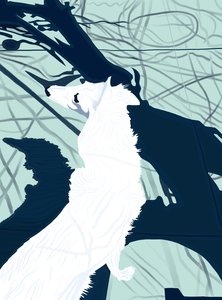Penny e sombra de árvore no passeio, c.2020-24 (arte digital) de Evan Sklar