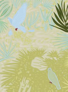 Pombos no parque de Barcelona, 2025 (arte digital) de Evan Sklar