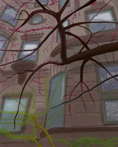 Prospect Parek West e Fifth Street, Brooklyn, 2017 (desenhado à mão num iPad com um lápis Apple) de Evan Sklar