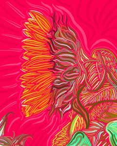 Um único girassol, c.2020-24 (arte digital) de Evan Sklar
