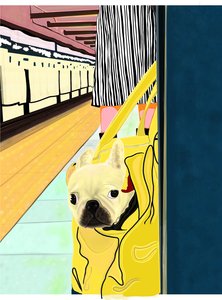 Viajante de metro com cão no saco, Brooklyn (arte digital) de Evan Sklar