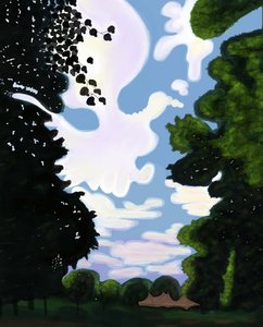 Tenda e céu, Prospect Park 2018 (desenhado à mão num iPad com um lápis Apple) de Evan Sklar