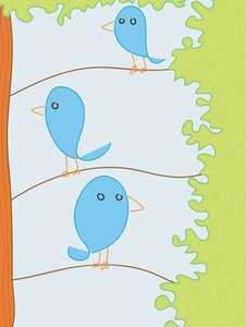 Three Bluebirds On Branch, 2015 (desenhado à mão num iPad com um lápis Apple)