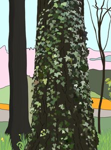 Árvore com hera (arte digital) de Evan Sklar