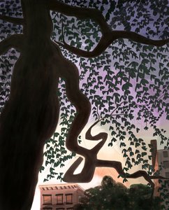 Tree and Avenue At Dusk, 2016 (desenhado à mão num iPad com um lápis Apple) de Evan Sklar