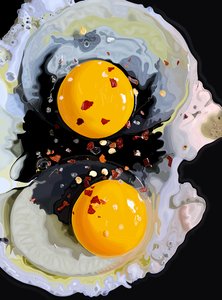 Dois ovos a fritar numa frigideira, Brooklyn (arte digital) de Evan Sklar