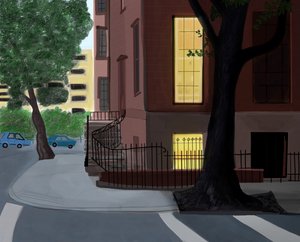 Willow e Middagh Street, 2016 (desenhado à mão num iPad com um lápis Apple) de Evan Sklar