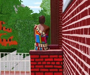 Mulher sentada em Crown Heights, verão (arte digital) de Evan Sklar