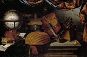 Natureza Morta com Instrumentos Musicais, Globo e Esfera Armilar, século XVII.
