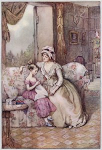 Ilustração para Cranford por Mrs Gaskell (lito a cores) de Evelyn Paul
