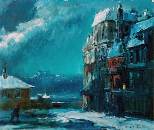 Noite de inverno, Paris (óleo sobre cartão)