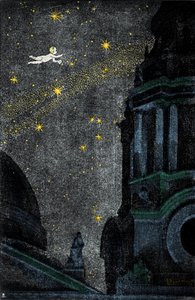 Ilustração para o romance "Peter Pan" de Sir James Matthew Barrie (JM ou J. M. Barrie de Ezio Anichini