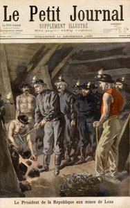 Felix Faure (1841-99) Presidente da República, nas Minas de Lens, do Le Petit Journal, 11 de dezembro de 1898