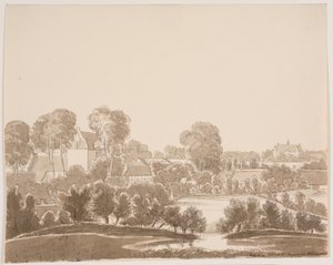"Em Ørbæk, ao fundo Ørbæklunde. Funen 1833" de F.M.E. Fabritius de Tengnagel
