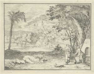 paisagem italiana com duas mulheres de F.W. Musculus