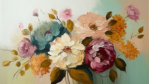 Pintura abstrata de flores Vintage, impressão horizontal em tela a pedido de F. Abderrahim