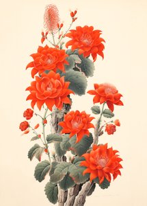 Cato abstrato com flores, xilogravura japonesa, impressões de arte de parede emolduradas de F. Abderrahim