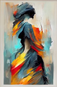 Pintura a óleo impressionista abstrata de uma mulher a dançar, Impressões sobre tela de F. Abderrahim