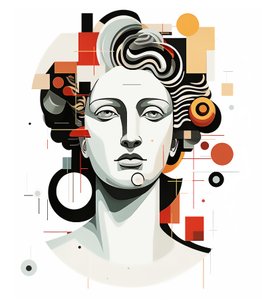 Abstracções cabeça de apolo em estilo cubismo picasso, impressão de parede Arte de F. Abderrahim
