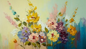 Flores antigas em vaso, floral abstrato em tela, impressões de arte de parede de F. Abderrahim