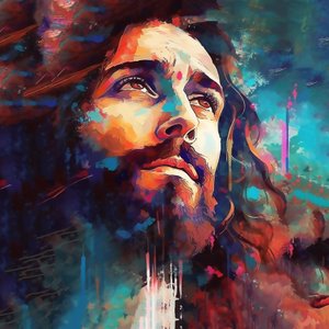 Rosto bonito de Jesus Cristo, retrato abstrato, impressões de arte de parede a pedido