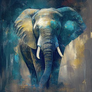 Retrato de rosto de elefante, impressões de arte em tela, decoração de parede de animais de F. Abderrahim