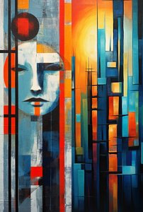 Pintura figurativa abstrata em acrílico, impressão de posters