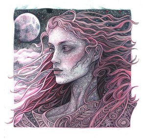 Fine Line Art Retrato de mulher Gráfico, impressões de arte mural