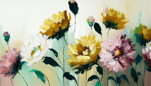 Pintura de natureza morta floral em tela horizontal, impressões de arte de parede a pedido de F. Abderrahim